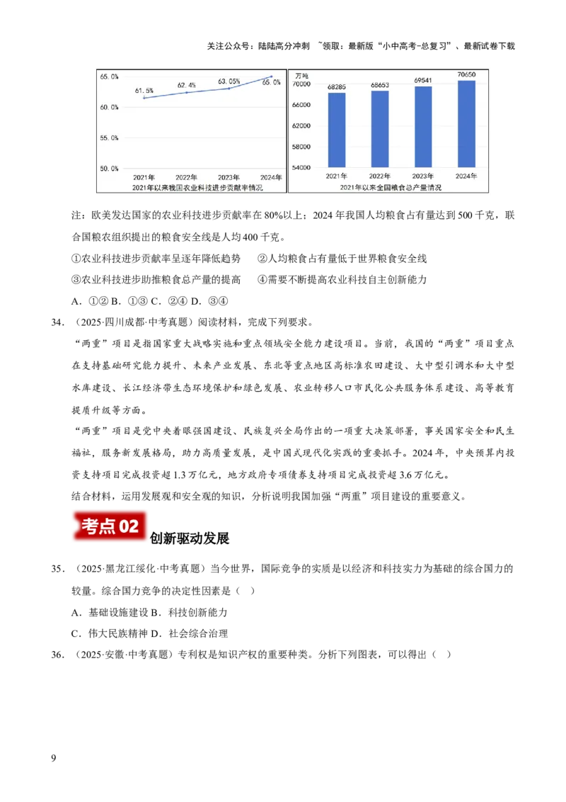 专题17富强与创新（原卷版）_02中考总复习（2026版更新中）_07-道法-中考总复习_2026年中考复习（更新中）_好题汇编三年（2023-2025）中考道德与法治真题分类汇编（全国通用）