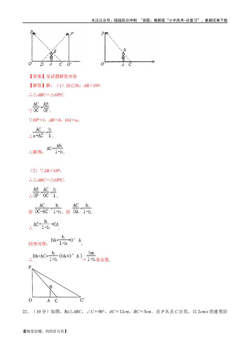 专题19图形的相似与位似过关检测-备战2024年中考数学一轮复习考点帮（全国通用）（解析版）_02中考总复习（2026版更新中）_02-数学-中考总复习_2024年中考复习资料_一轮复习资料