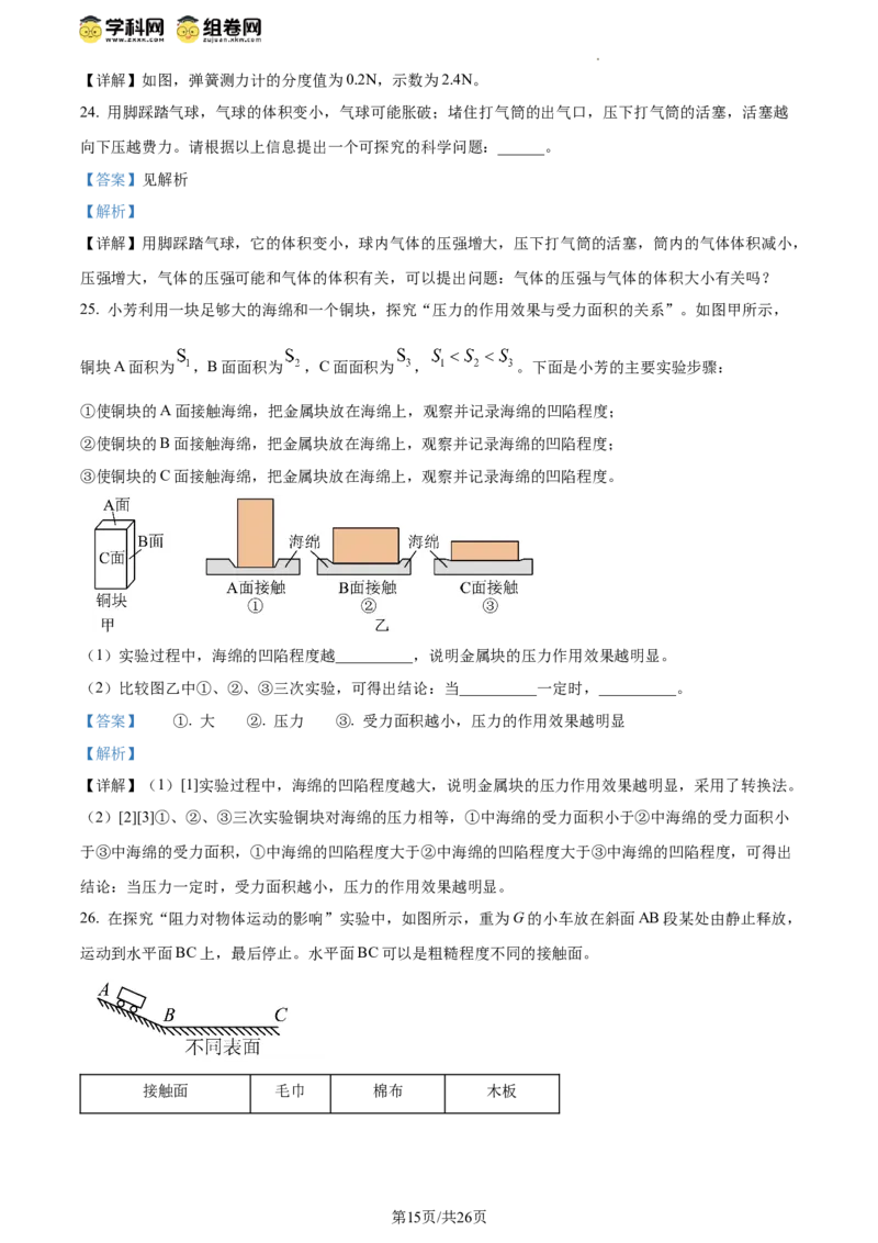 精品解析：北京市中国人民大学附属中学2023-2024学年下学期八年级期中物理试卷（解析版）(1)_北京初中期末题_C605-京七八九_B京物理八九_物理_八年级下学期物理_2023-2024