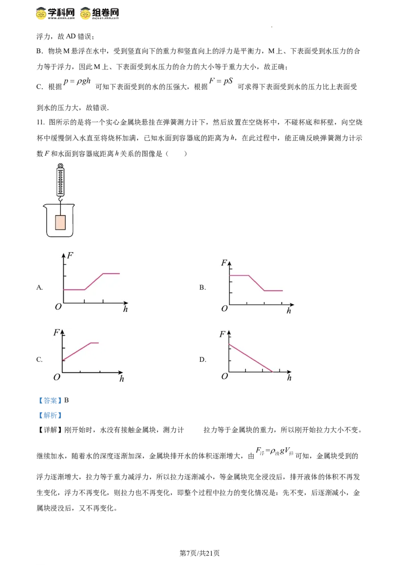 精品解析：北京二中教育集团2023-2024学年下学期八年级物理期中考试（解析版）(1)_北京初中期末题_C605-京七八九_B京物理八九_物理_八年级下学期物理_2023-2024