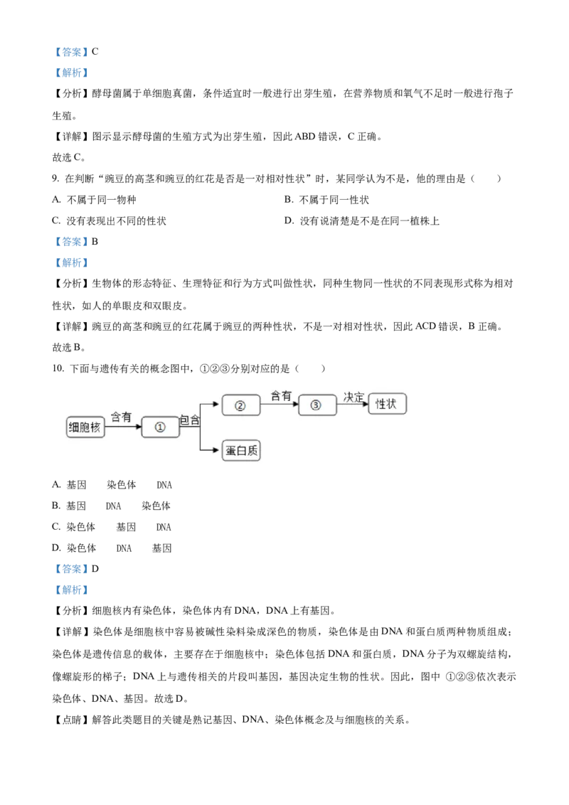 精品解析：北京市房山区2022-2023学年八年级上学期期末生物试题（解析版）(1)_北京初中期末题_C605-京七八九_B京生物七八九_北京八上生物_2022-2023