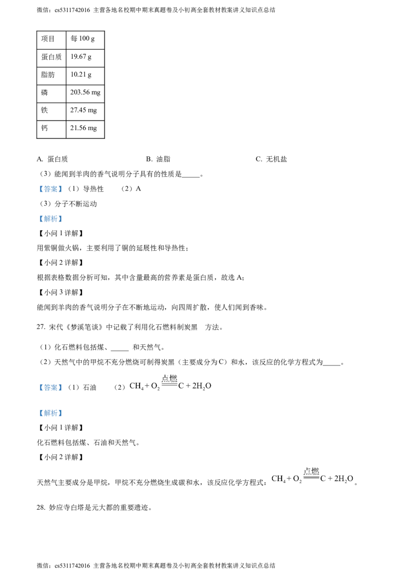 精品解析：2024年北京市西城区九年级一模化学试题（解析版）(1)_北京初中期末题_C605-京七八九_B京化学七八九_北京9下化学（含中考模拟）_北京化学9下一二模