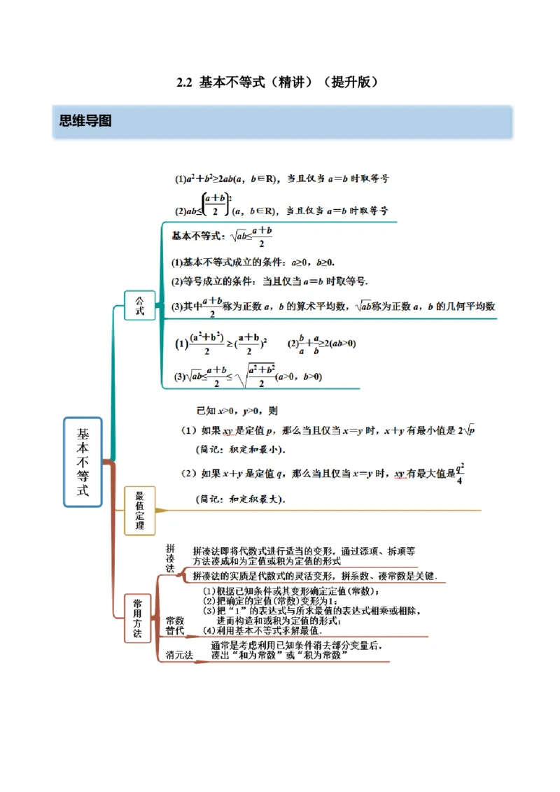 2.2基本不等式（精讲）（提升版）（解析版）_2.2025数学总复习_2023年新高考资料_一轮复习_2023年高考数学一轮复习（提升版）（新高考地区专用）