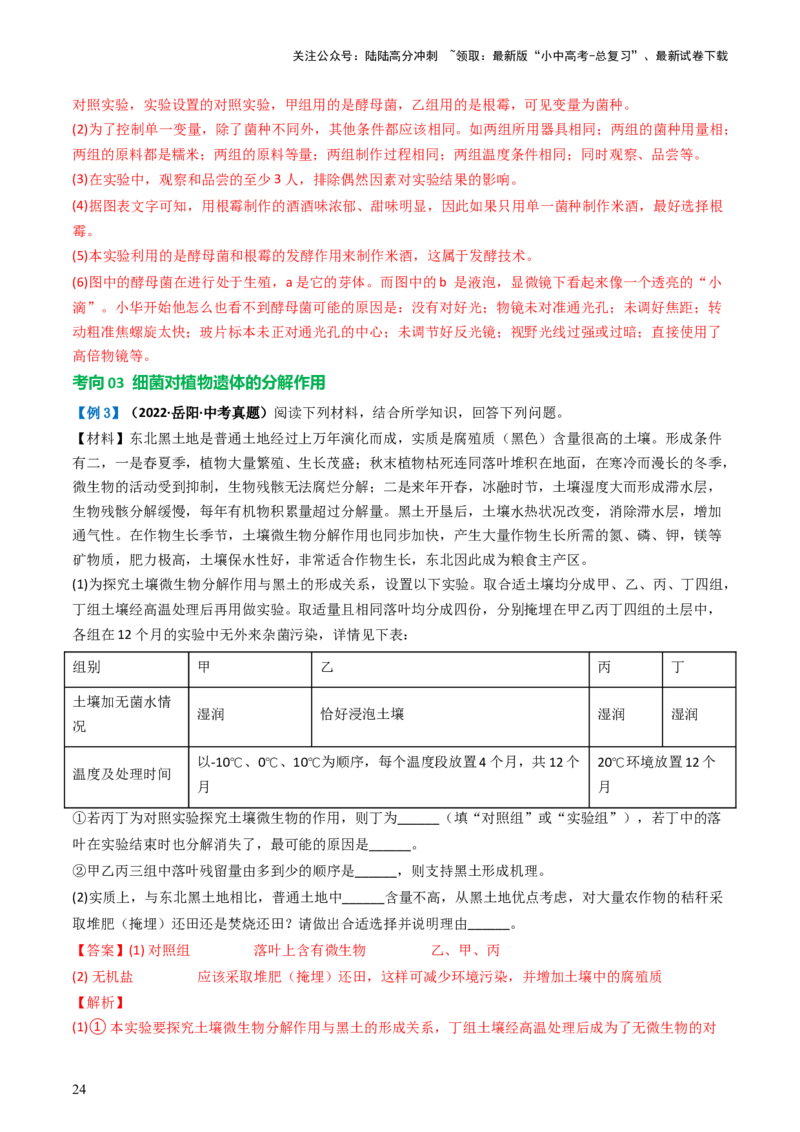 专题18细菌、真菌和病毒（讲义）（解析版）_02中考总复习（2026版更新中）_08-生物-中考总复习_2024年中考复习资料_一轮复习_❤2024年中考生物一轮复习讲练测（全国通用）_讲义