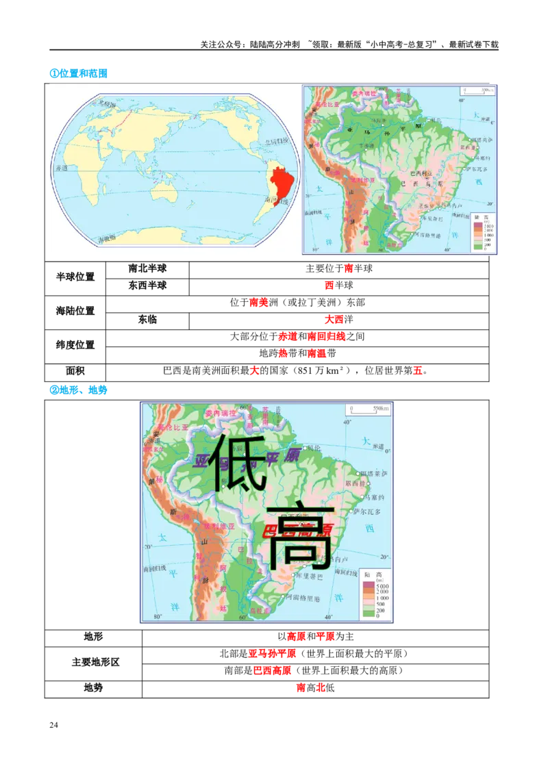 专题16美国和巴西（讲义）（解析版）_02中考总复习（2026版更新中）_09-地理-中考总复习_2024年中考复习资料_一轮复习_❤2024年中考地理一轮复习讲练测（全国通用）_配套讲义