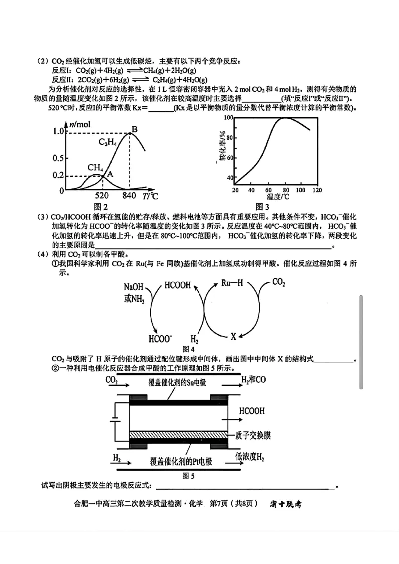 化学+答案_A1502026各地模拟卷（超值！）_11月_241127安徽省十联考合肥一中2024~2025学年度高三第二次教学质量检测_合肥一中2024~2025学年度高三第二次教学质量检测化学
