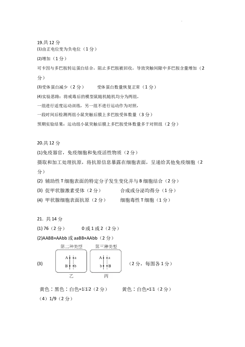 广东省东莞市七校联考2024-2025学年高三上学期12月月考生物答案_A1502026各地模拟卷（超值！）_12月_241219广东省东莞市七校联考2024-2025学年高三上学期12月月考试题