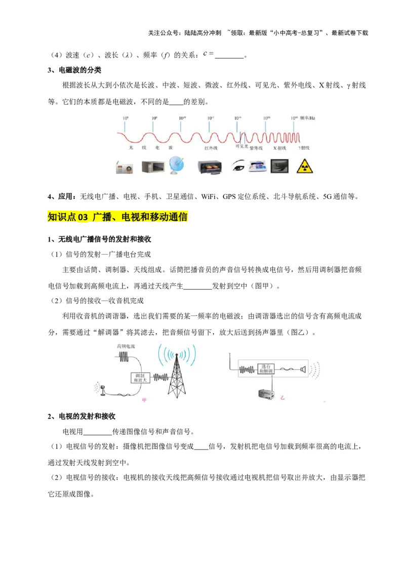 专题19信息传递和能源（2大模块知识清单+5个易混易错+4种方法技巧+典例真题精析）（原卷版）_02中考总复习（2026版更新中）_04-物理-中考总复习_2025年中考复习资料
