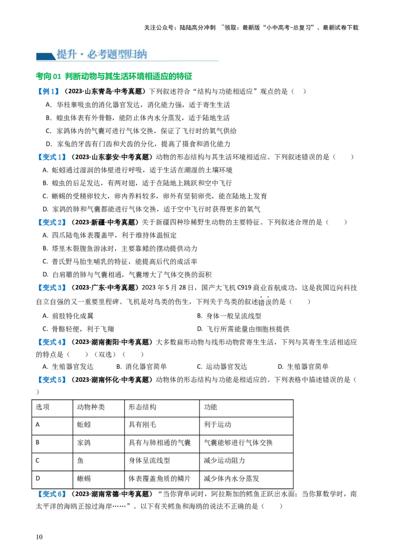 专题16动物的主要类群（讲义）（原卷版）_02中考总复习（2026版更新中）_08-生物-中考总复习_2024年中考复习资料_一轮复习_❤2024年中考生物一轮复习讲练测（全国通用）_讲义