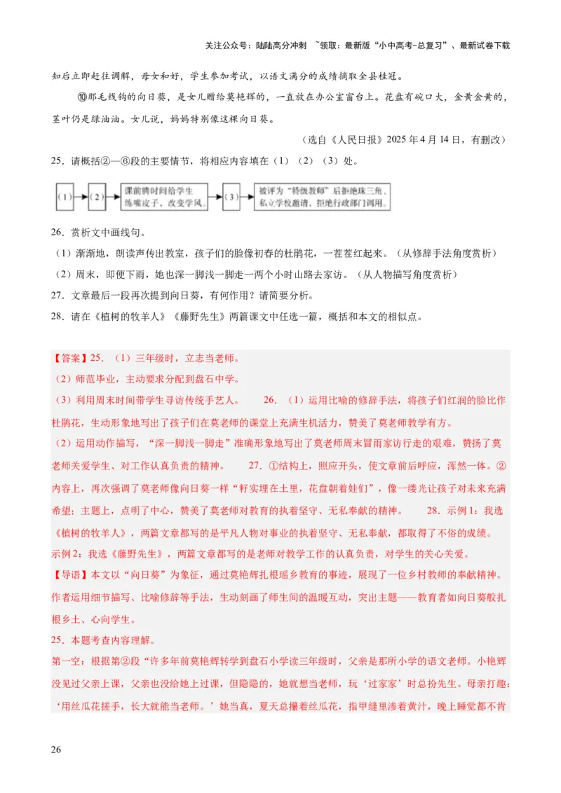 专题19散文阅读（一）（全国通用）（解析版）_02中考总复习（2026版更新中）_01-语文-中考总复习_2026年中考复习（更新中）