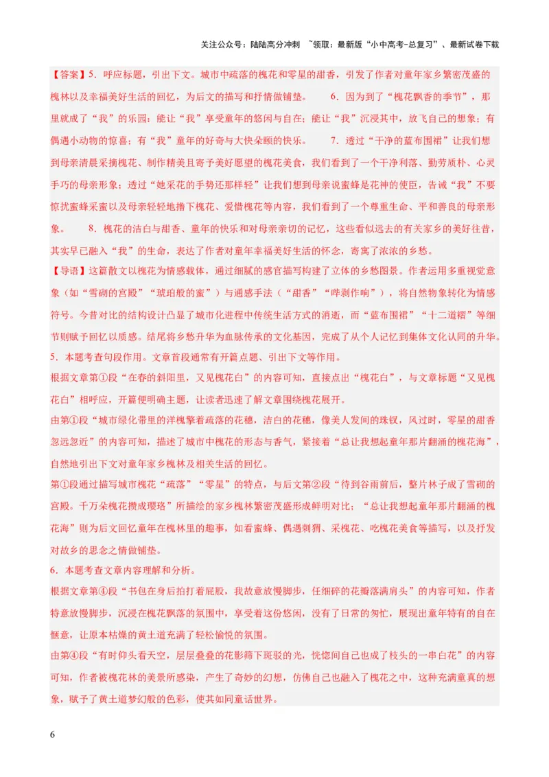 专题19散文阅读（一）（全国通用）（解析版）_02中考总复习（2026版更新中）_01-语文-中考总复习_2026年中考复习（更新中）