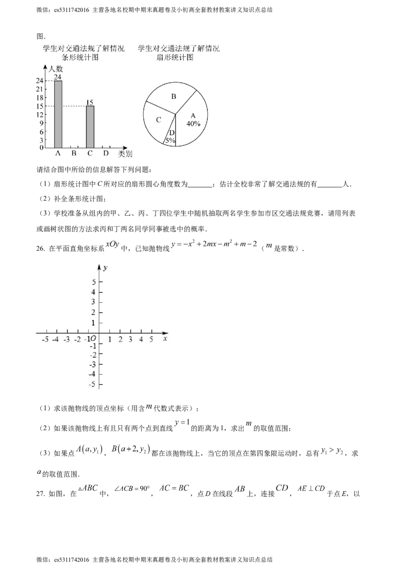 精品解析：2024年北京市海淀区中国人民大学附属中学中考模拟数学试题（原卷版）(1)_北京初中期末题_C605-京七八九_B京市数学七八九_北京9下数学(含中考模拟）_北京数学9下其他模拟卷