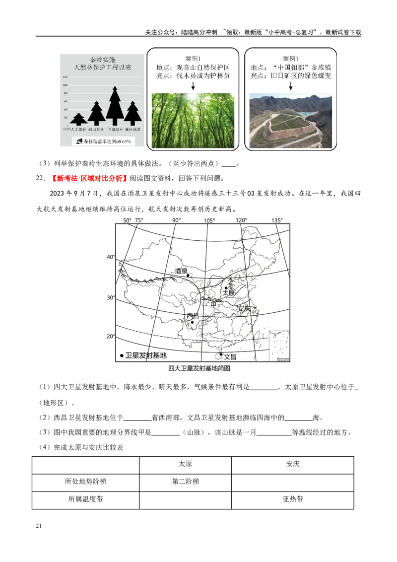 专题18中国的地势、地形和气候（梯级进阶练）（原卷版）_02中考总复习（2026版更新中）_09-地理-中考总复习_2024年中考复习资料_一轮复习_❤2024年中考地理一轮复习讲练测（全国通用）