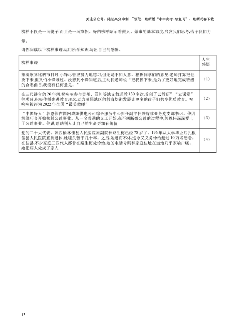 专题22在集体中成长（练习）（原卷版）_02中考总复习（2026版更新中）_07-道法-中考总复习_2024年中考复习资料_一轮复习_2024年中考道德与法治一轮复习讲练测（全国通用）