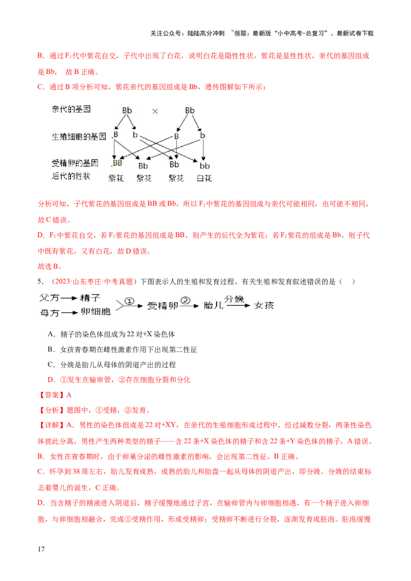 专题21生物的遗传和变异（解析版）_02中考总复习（2026版更新中）_08-生物-中考总复习_2024年中考复习资料_一轮复习_❤备战2024年中考生物一轮复习考点帮（全国通用）_练习