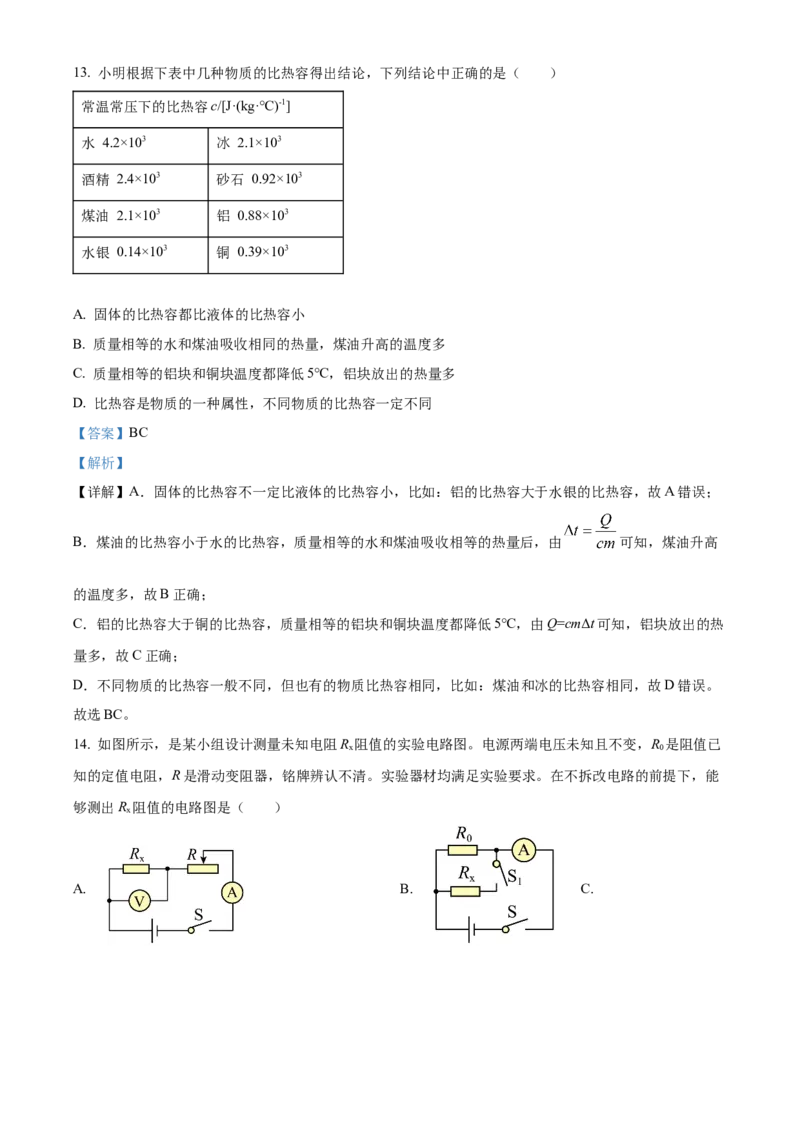 精品解析：2022年北京市房山区中考二模物理试题（解析版）(1)_北京初中期末题_C605-京七八九_B京物理八九_物理_北京九下物理_精品解析：2022年北京市房山区中考二模物理试题