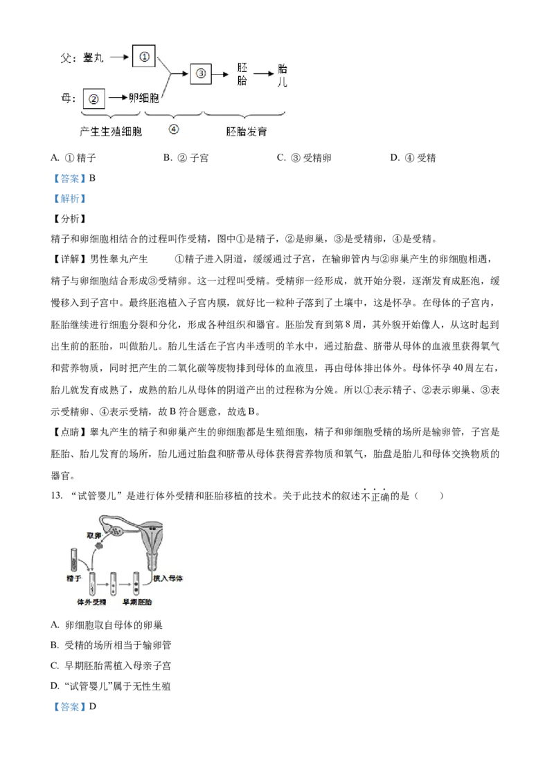 精品解析：北京市昌平区2021-2022学年八年级上学期期中生物试题（B卷）（解析版）(1)_北京初中期末题_C605-京七八九_B京生物七八九_北京八上生物_2022-2023前