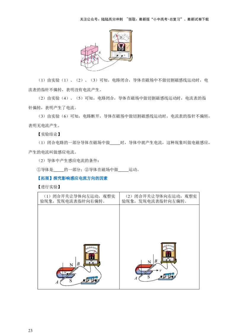 专题19电与磁（知识梳理+典例+练习）-2024物理中考一轮复习精品资料（学生版）_02中考总复习（2026版更新中）_04-物理-中考总复习_2024年中考复习资料_一轮复习_配套练习