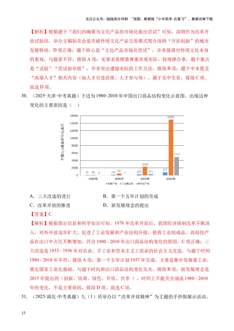 专题18中国特色社会主义道路&middot;选择题（全国通用）（解析版）_02中考总复习（2026版更新中）_06-历史-中考总复习_2026年中考复习（更新中）