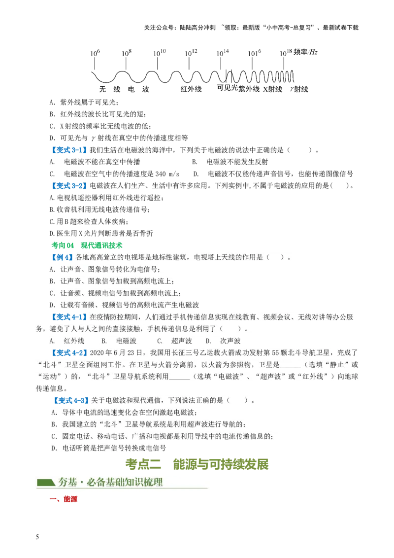 专题21信息、能源与材料（2考点+10考向）（讲义）（原卷版）_02中考总复习（2026版更新中）_04-物理-中考总复习_2024年中考复习资料_一轮复习_配套讲义（原卷版+解析版）