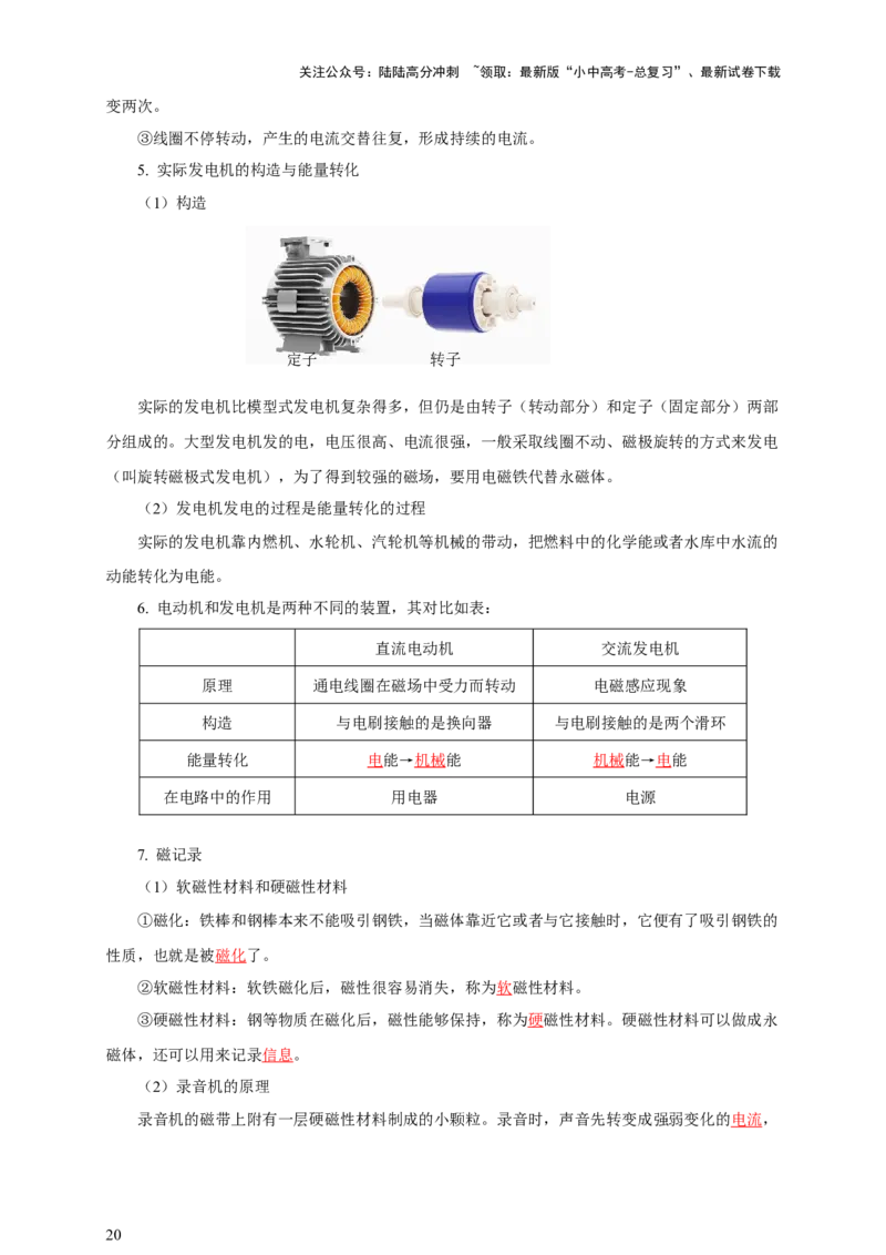 专题19电与磁（知识梳理+典例+练习）-2024物理中考一轮复习精品资料（教师版）_02中考总复习（2026版更新中）_04-物理-中考总复习_2024年中考复习资料_一轮复习_配套练习