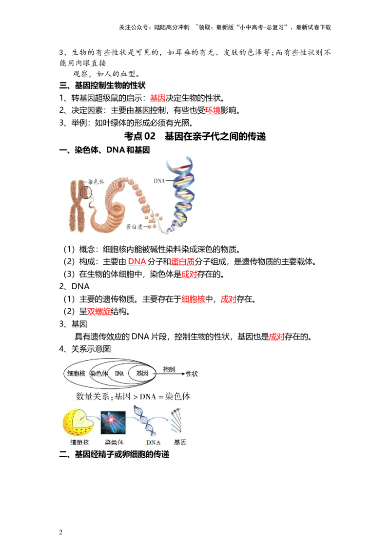 专题21+生物的遗传和变异（背记帮）-备战2024年中考生物一轮复习考点帮_02中考总复习（2026版更新中）_08-生物-中考总复习_2024年中考复习资料_一轮复习_必背考点