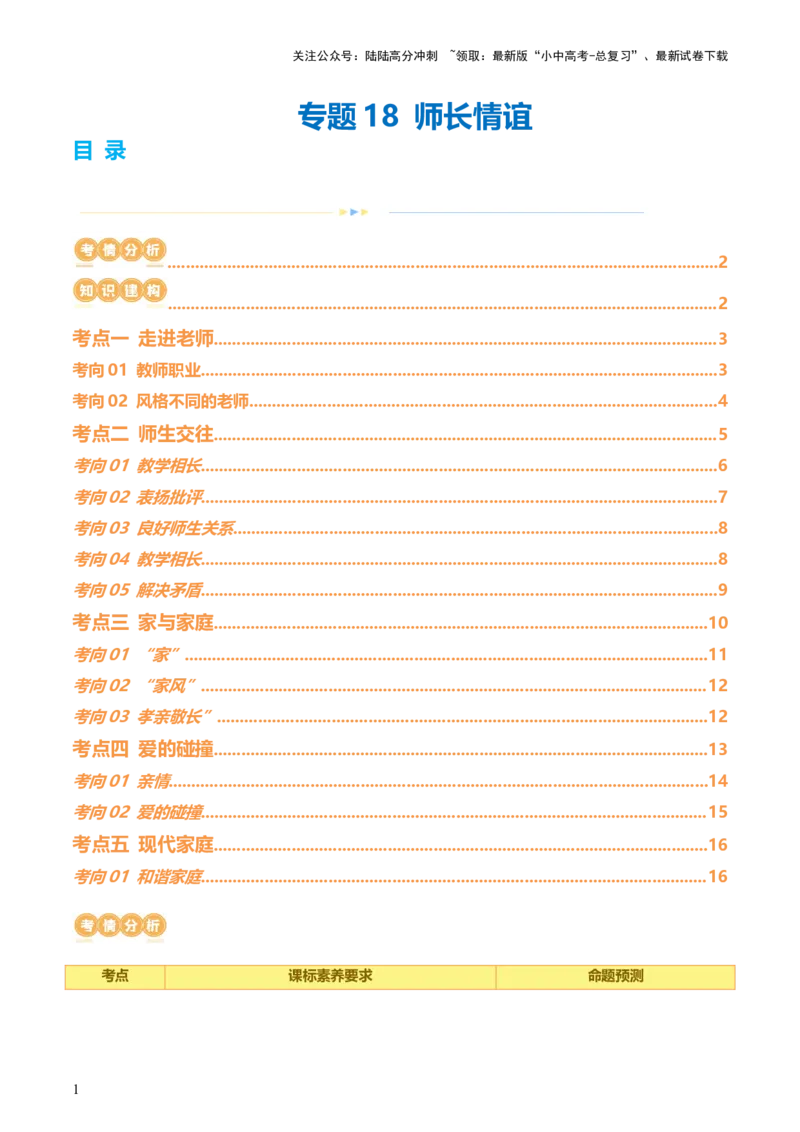 专题18师长情谊（讲义）-2024年中考道德与法治一轮复习讲练测（全国通用）_02中考总复习（2026版更新中）_07-道法-中考总复习_2024年中考复习资料_一轮复习_配套讲义