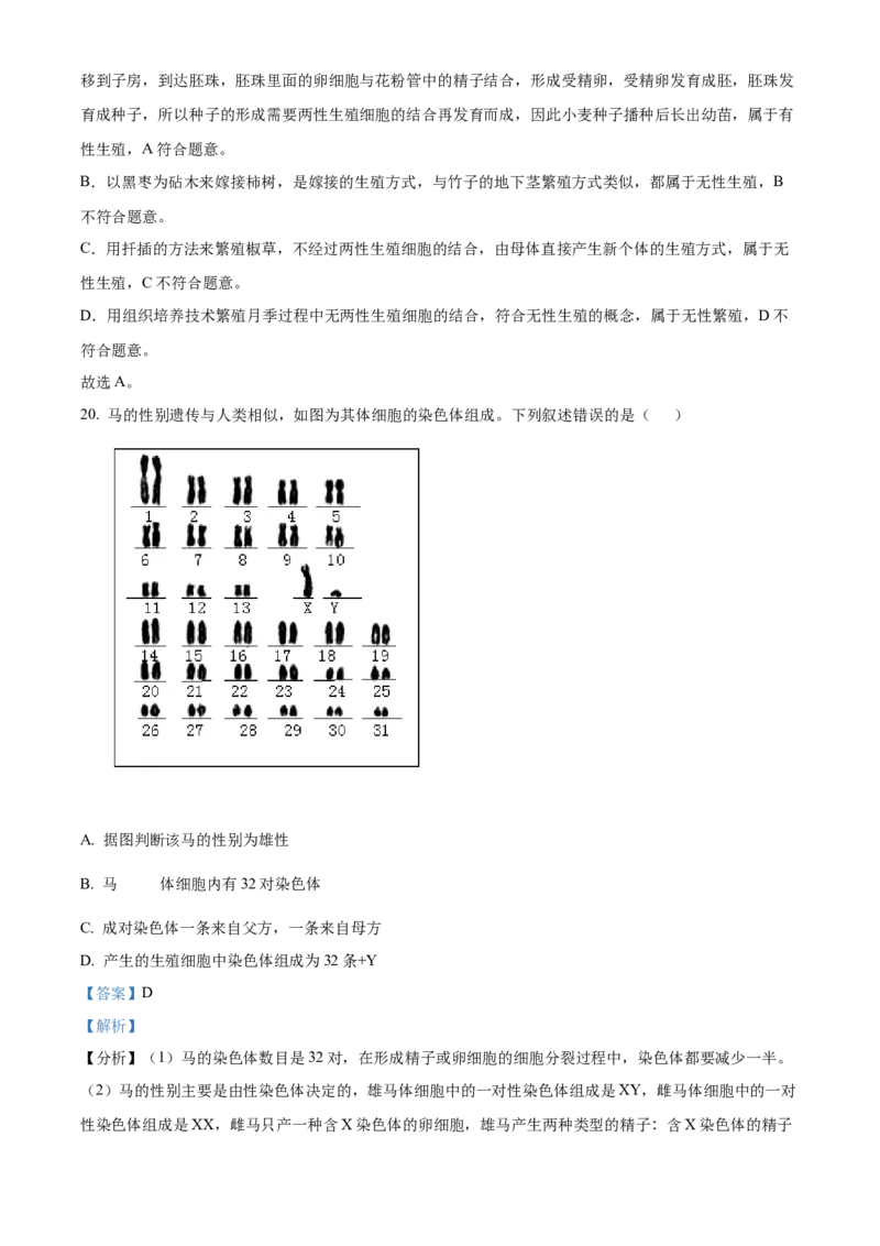 精品解析：2022年北京市海淀区中考二模生物试题（解析版）(1)_北京初中期末题_C605-京七八九_B京生物七八九_北京八下生物_精品解析：2022年北京市海淀区中考二模生物试题
