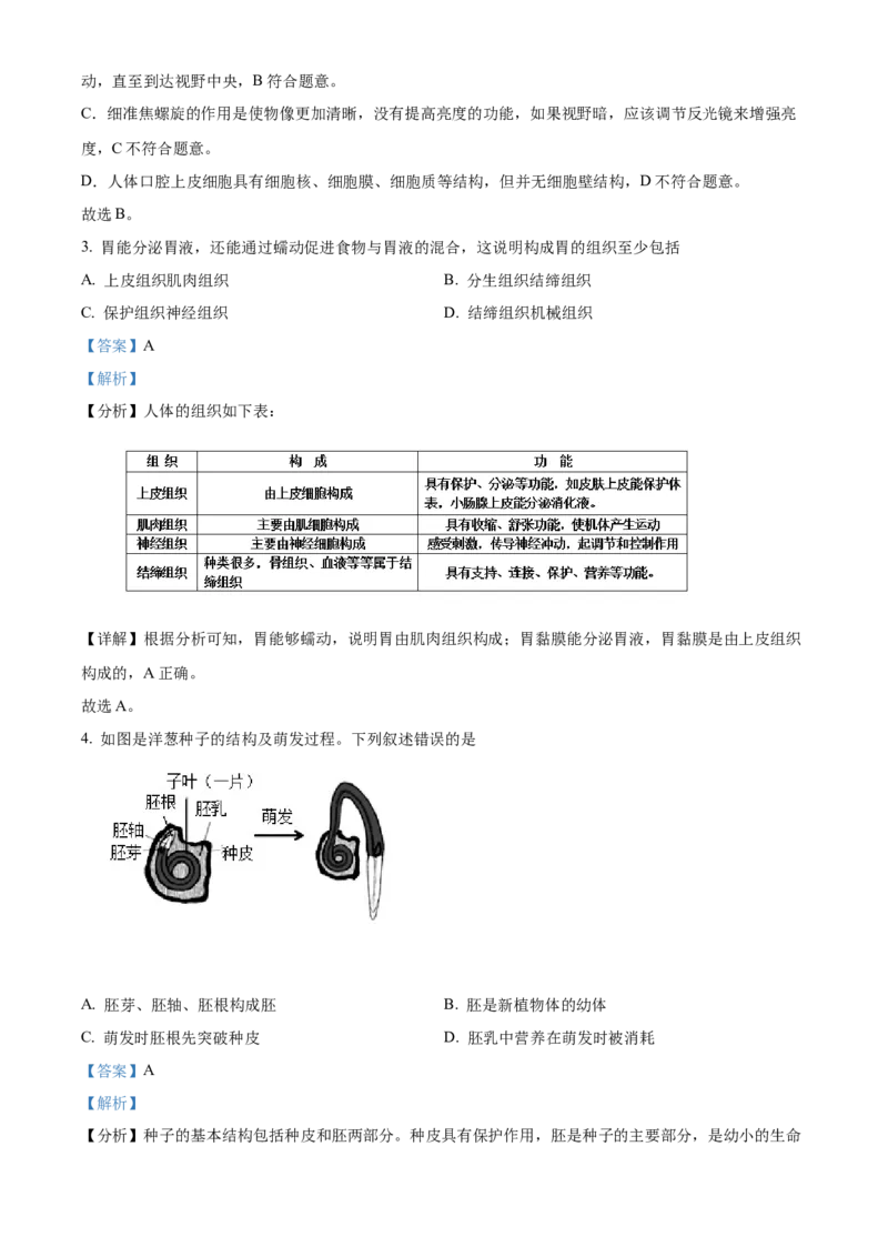 精品解析：2022年北京市海淀区中考二模生物试题（解析版）(1)_北京初中期末题_C605-京七八九_B京生物七八九_北京八下生物_精品解析：2022年北京市海淀区中考二模生物试题