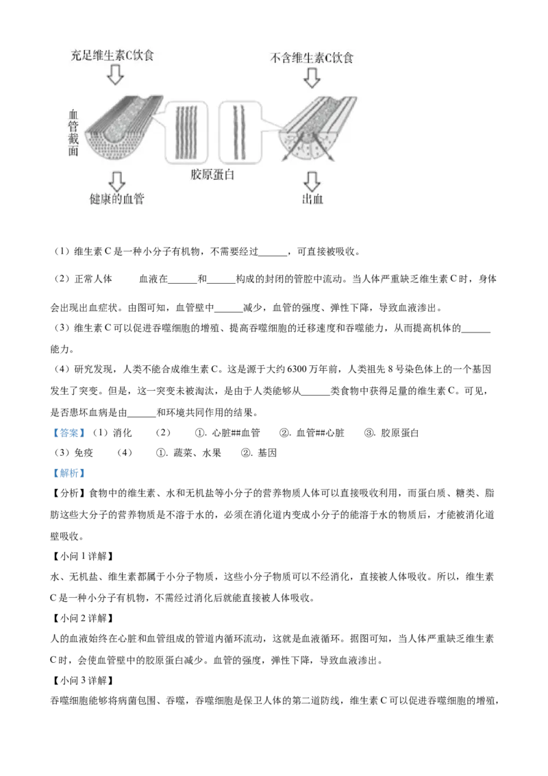 精品解析：2022年北京市海淀区中考二模生物试题（解析版）(1)_北京初中期末题_C605-京七八九_B京生物七八九_北京八下生物_精品解析：2022年北京市海淀区中考二模生物试题