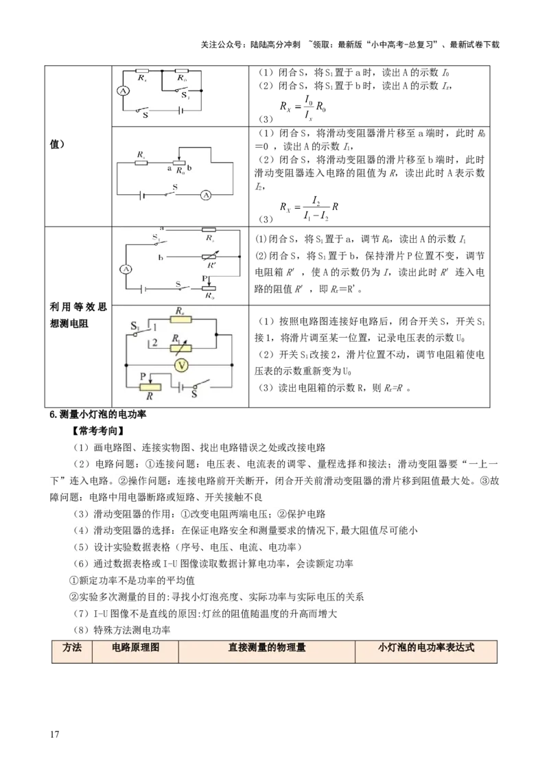 专题18电学实验复习（讲练）（原卷版）_02中考总复习（2026版更新中）_04-物理-中考总复习_2025年中考复习资料_2025中考二轮课件ppt+讲义+练习物理_讲义+练习