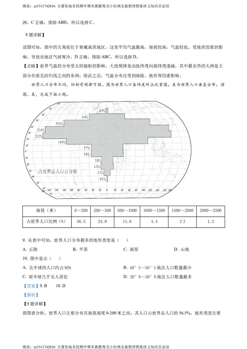 精品解析：北京市一零一集团2022-2023学年七年级下学期期中地理试题（解析版）(1)_北京初中期末题_C605-京七八九_B京地理七八九_地理_北京7下地理_2022-2024_北京地理7下期中