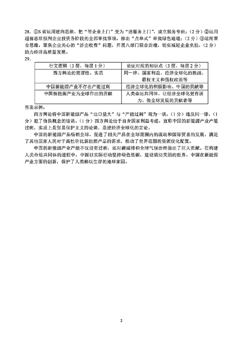 2025届浙江省G12名校协作体高三返校考政治答案_A1502026各地模拟卷（超值！）_9月_2409042025届浙江省G12名校协作体高三返校考_2025届浙江省G12名校协作体高三返校考政治