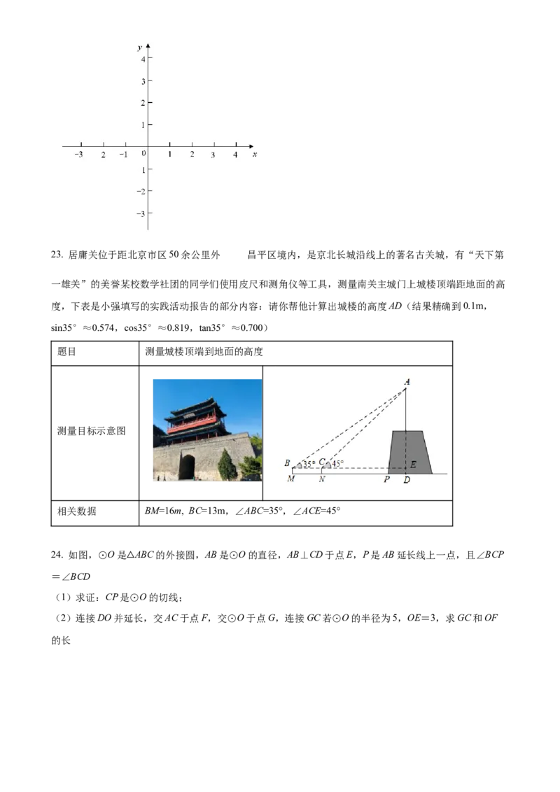 精品解析：北京市昌平区2021-2022学年九年级上学期期末数学试题（原卷版）(1)_北京初中期末题_C605-京七八九_B京市数学七八九_北京9上数学_2021-2022