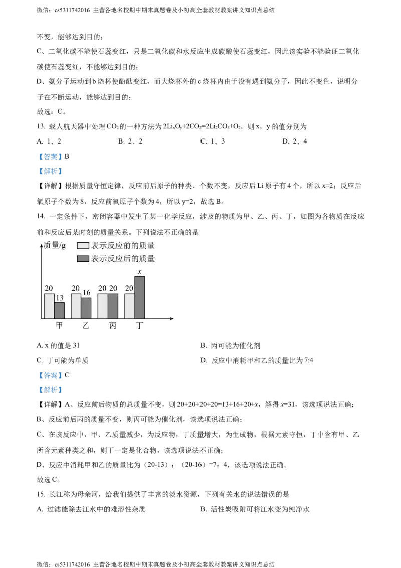 精品解析：北京市东城区第五十五中学2022-2023学年九年级下学期月考化学试题（解析版）(1)_北京初中期末题_C605-京七八九_B京化学七八九_北京9下化学（含中考模拟）_北京化学9下月考