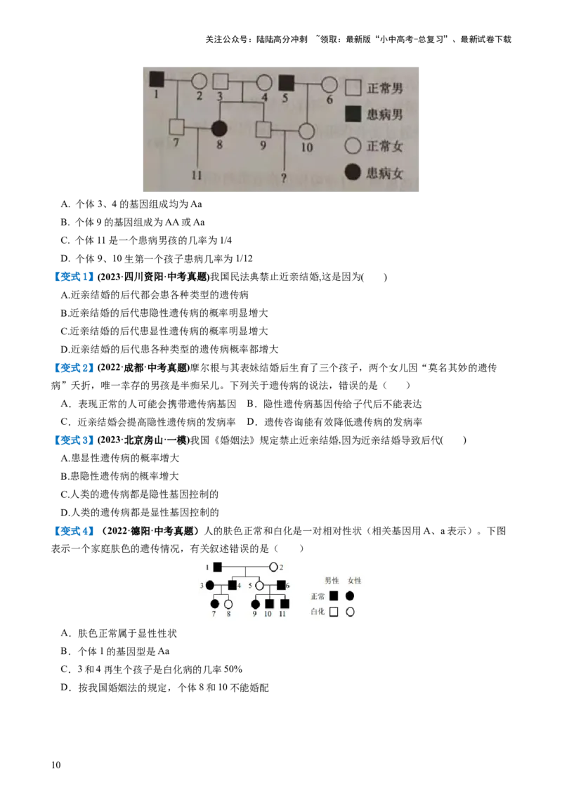 专题21生物的遗传和变异（讲义）（原卷版）_02中考总复习（2026版更新中）_08-生物-中考总复习_2024年中考复习资料_一轮复习_❤2024年中考生物一轮复习讲练测（全国通用）_讲义