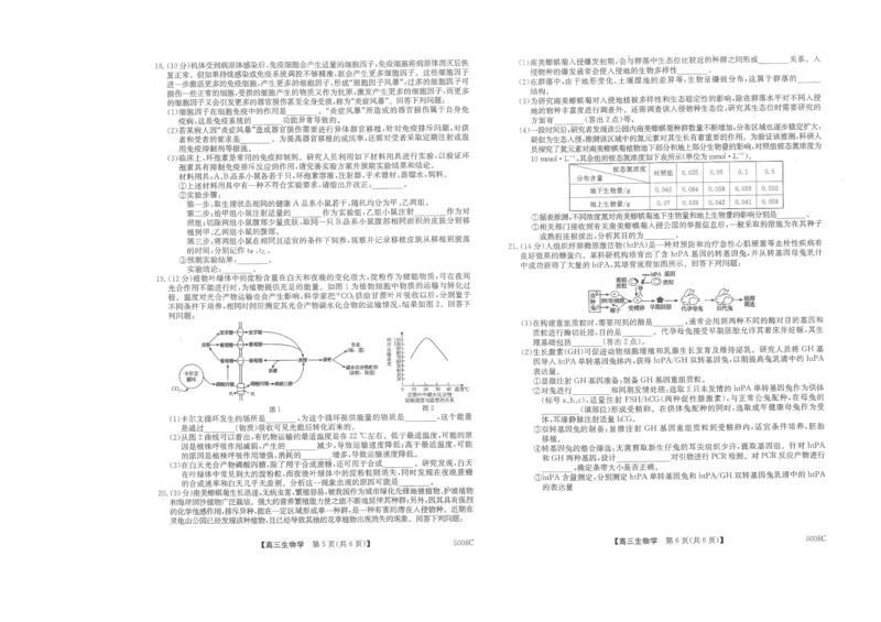 南宁市2025届普通高中毕业班摸底测试生物试题_A1502026各地模拟卷（超值！）_9月_240921广西南宁市2024-2025学年高三上学期普通高中毕业班摸底测试