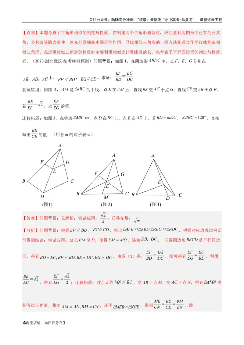 专题19相似三角形重要模型之（双）A字型与（双）8字型（解析版）_02中考总复习（2026版更新中）_02-数学-中考总复习_2024年中考复习资料_专项复习资料_答案解析版