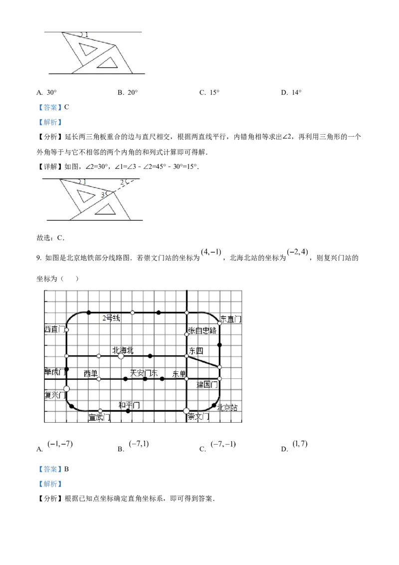 精品解析：北京市东城区汇文中学2021-2022学年七年级下学期期中数学试卷（解析版）(1)_北京初中期末题_C605-京七八九_B京市数学七八九_北京7下数学_2021-2022