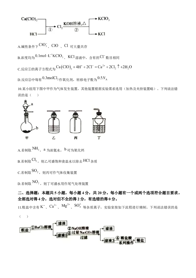 山东省泰安市2024-2025学年高三上学期11月期中考试化学+答案_A1502026各地模拟卷（超值！）_11月_241124山东省泰安市2024-2025学年高三上学期11月期中考试