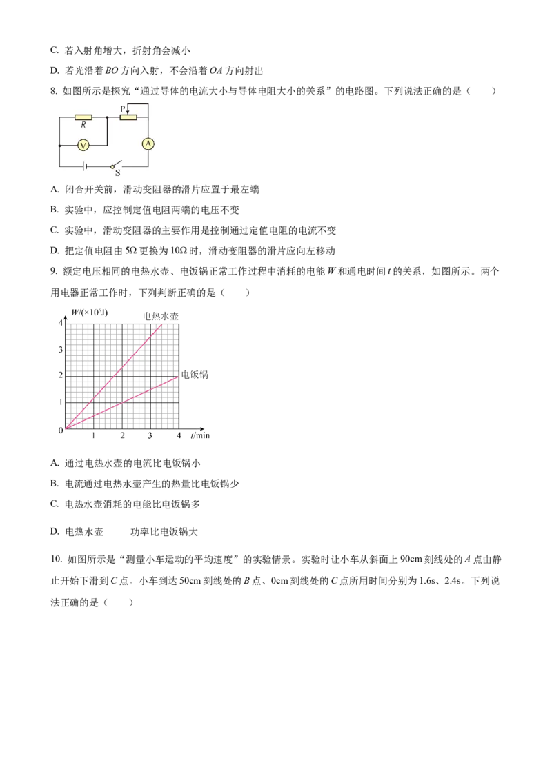 精品解析：2024北京房山区中考二模物理试题（原卷版）(1)_北京初中期末题_C605-京七八九_B京物理八九_物理_北京九下物理_精品解析：2024北京房山区中考二模物理试题