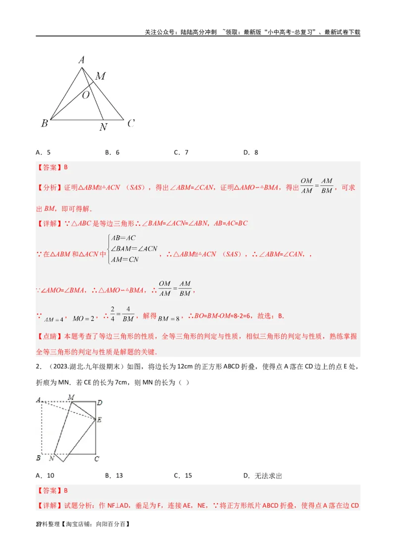 专题18全等与相似模型之十字模型（解析版）_02中考总复习（2026版更新中）_02-数学-中考总复习_2024年中考复习资料_专项复习资料_答案解析版