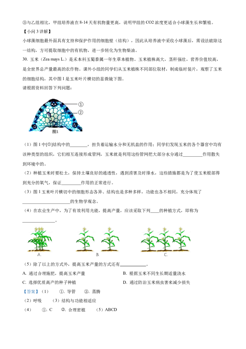 精品解析：北京市怀柔区2022-2023学年七年级上学期期末生物试题（解析版）(1)_北京初中期末题_C605-京七八九_B京生物七八九_北京7上生物_2022-2024_北京生物7上期末