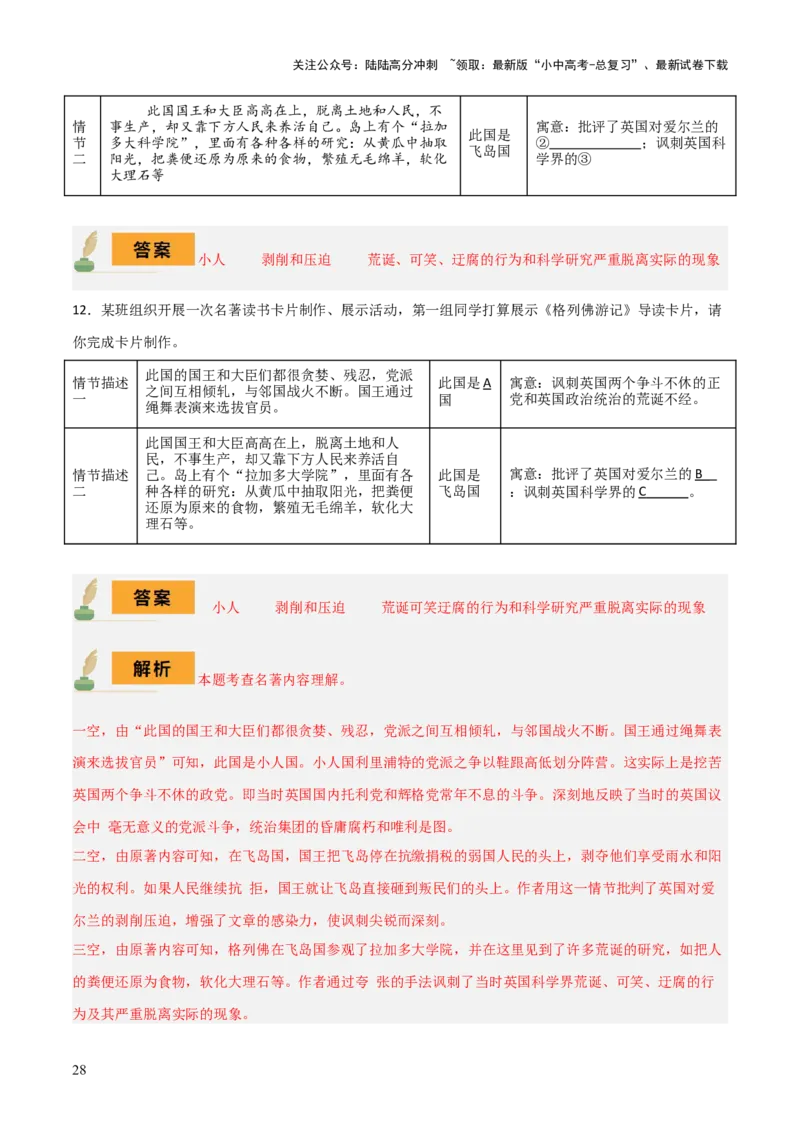 专题19《唐诗三百首》《格列佛游记》（3份思维导图+2部名著梳理+考点梳理+6点解题策略）（解析版）_02中考总复习（2026版更新中）_01-语文-中考总复习_2025年中考资料