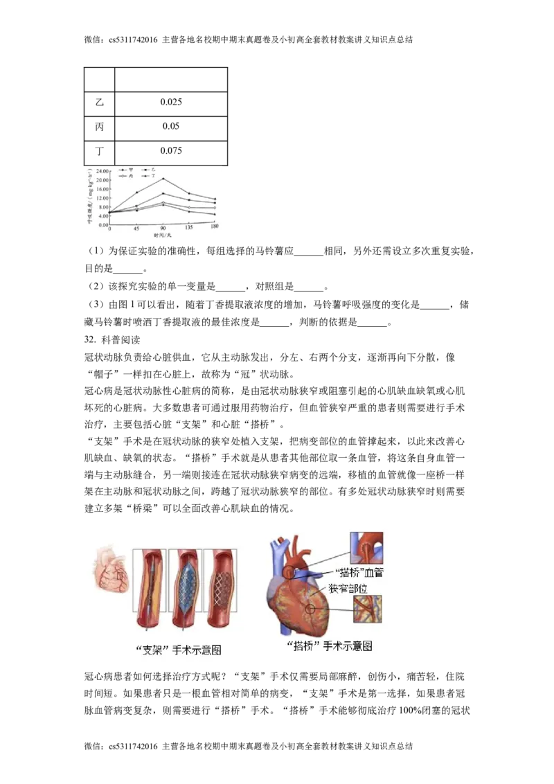 精品解析：北京市大兴区2022-2023学年七年级下学期期中生物试题（原卷版）(1)_北京初中期末题_C605-京七八九_B京生物七八九_北京7下生物_2022-2024_北京生物7下期中