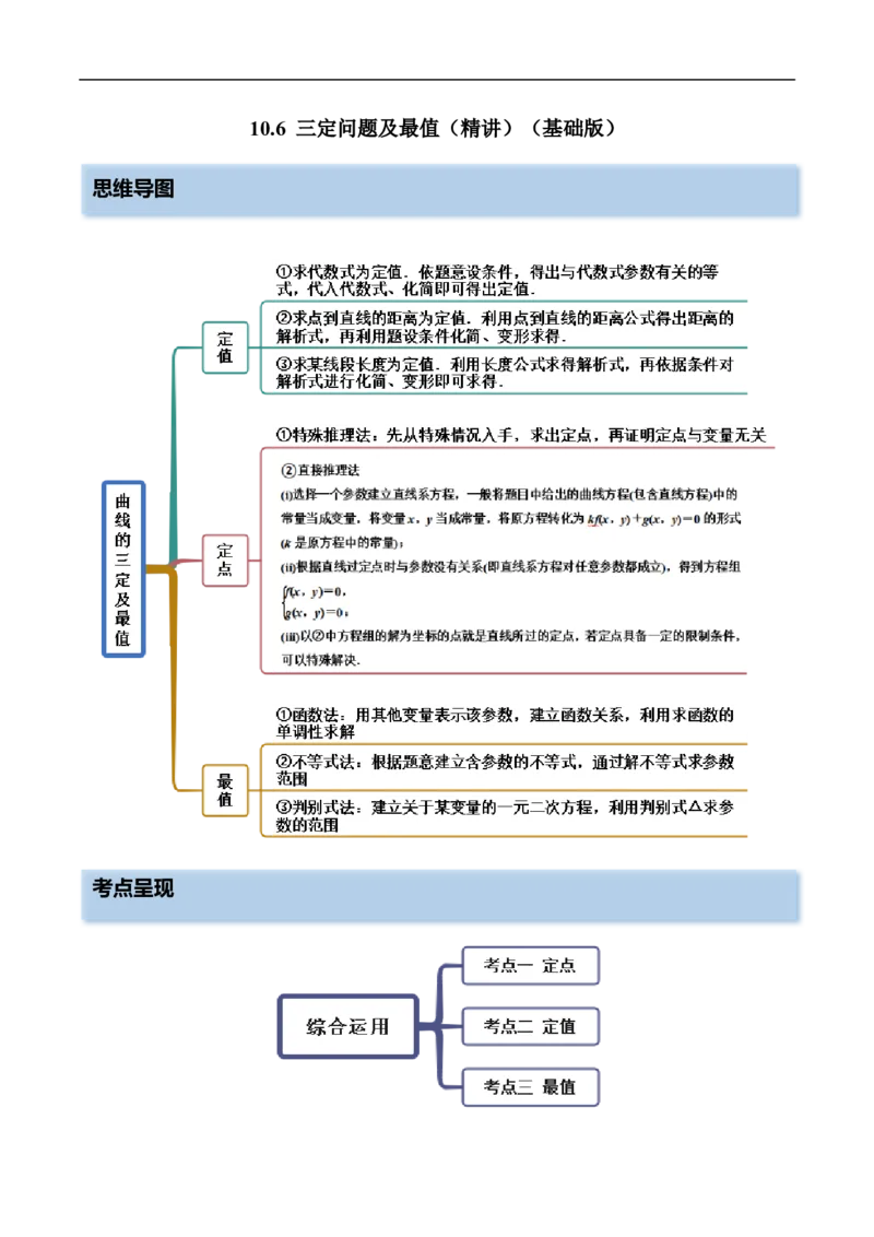 10.6三定问题及最值（精讲）（基础版）（解析版）_2.2025数学总复习_2023年新高考资料_一轮复习_2023年高考数学一轮复习（基础版）（新高考地区专用）