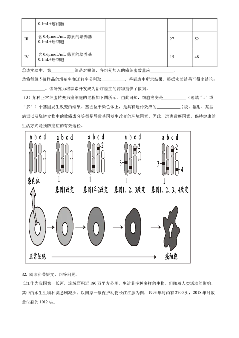 精品解析：2021北京市西城区中考二模生物试题（原卷版）(1)_北京初中期末题_C605-京七八九_B京生物七八九_北京八下生物_精品解析：2021北京市西城区中考二模生物试题