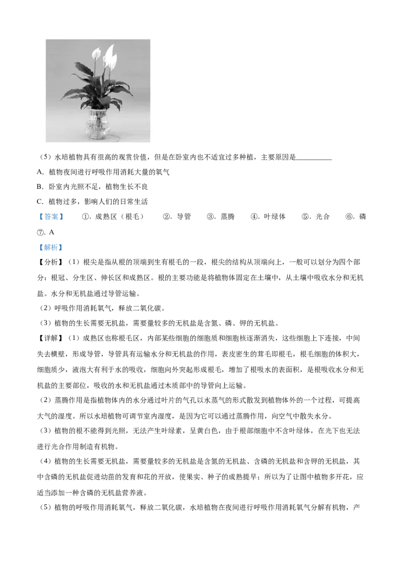 精品解析：2021年北京市顺义区中考二模生物试题（解析版）(1)_北京初中期末题_C605-京七八九_B京生物七八九_北京八下生物_精品解析：北京市顺义区中考二模生物试题