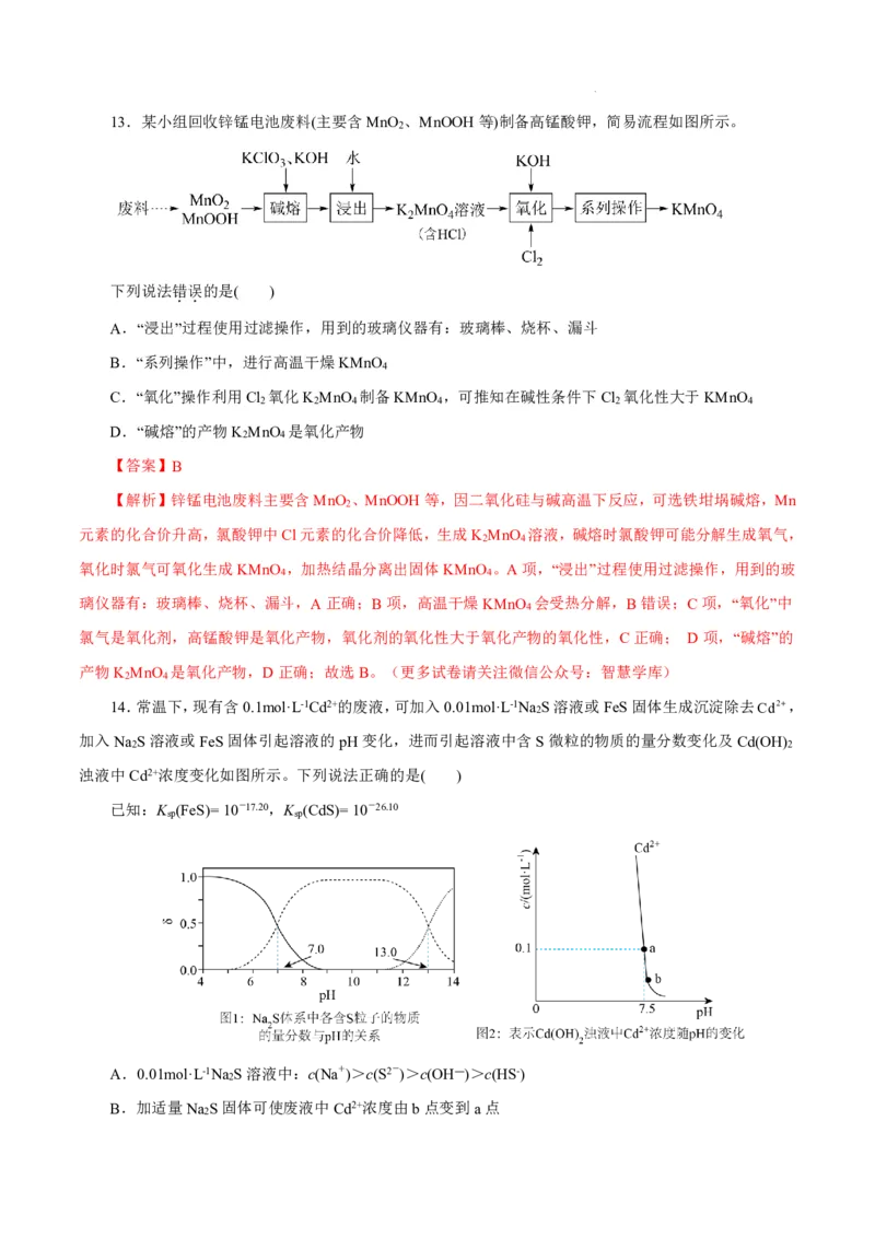 八省2025届高三&ldquo;八省联考&rdquo;考前猜想卷化学（14+4）全解全析_A1502026各地模拟卷（超值！）_12月_2412312025届高三&ldquo;八省联考&rdquo;考前猜想卷