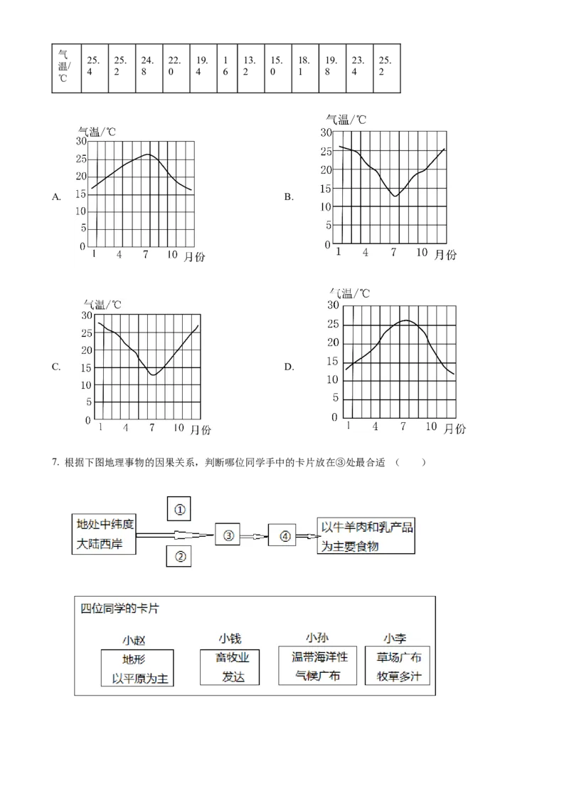 精品解析：北京市怀柔区2020-2021学年八年级上学期期末地理试题（原卷版）(1)_北京初中期末题_C605-京七八九_B京地理七八九_地理_北京八上地理